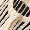Color blocking striped hanging shoulder knitted sweater cardigan top for women