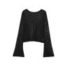 Casual round neck jacquard mesh short knit sweater