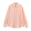 Women's collar long sleeved textured shirt top
