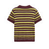 Color blocking striped short sleeved knitted T-shirt top for women