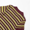 Color blocking striped short sleeved knitted T-shirt top for women