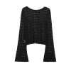 Casual round neck jacquard mesh short knit sweater