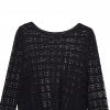 Casual round neck jacquard mesh short knit sweater